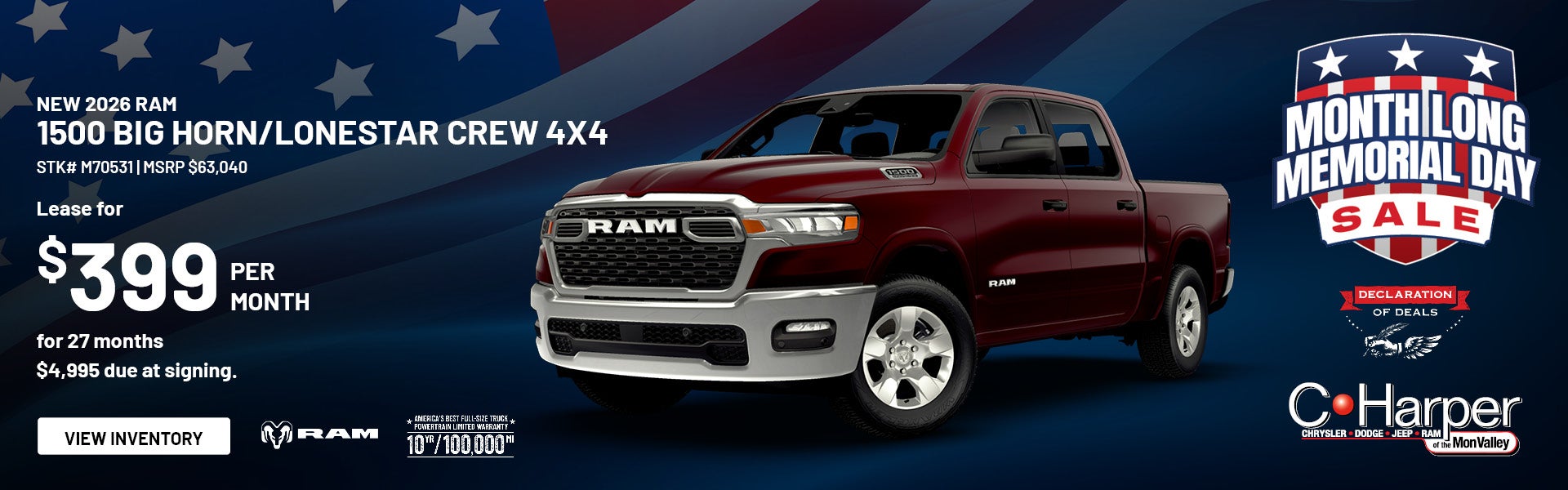 Lease a new 2026 RAM 1500 Big Horn / Lonestar