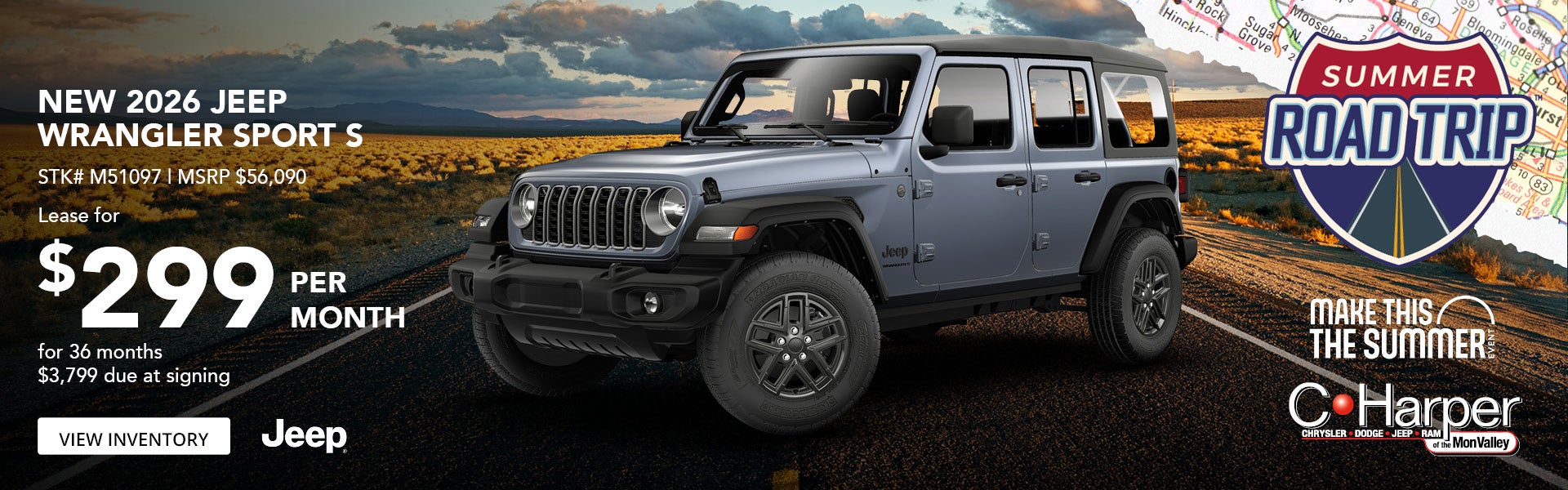 Lease a New 2026 Jeep Wrangler Sport S in Belle Vernon, PA