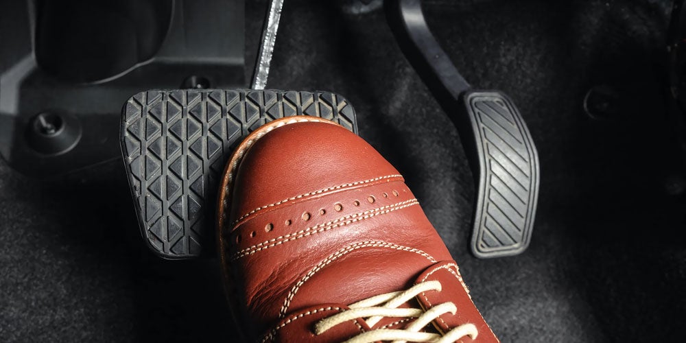 Foot on brake pedal